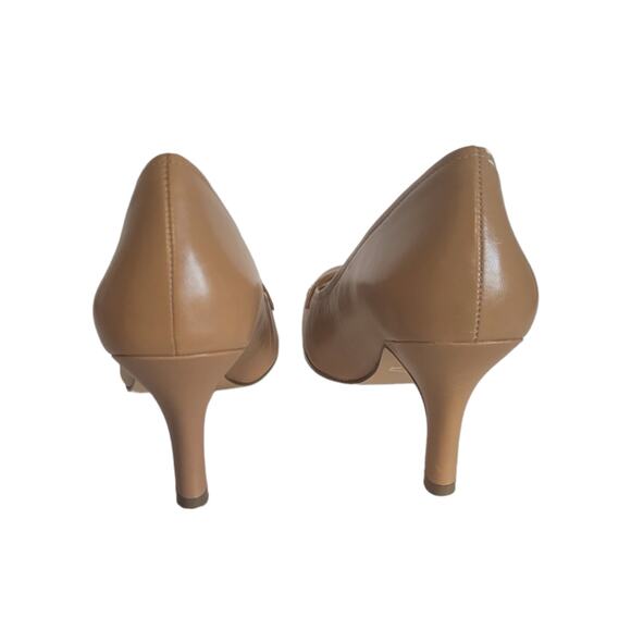 Worthington Women's Slip On Round Toe Leather Pump Heels, Cream / Tan Size: 9.5 - Picture 5 of 7